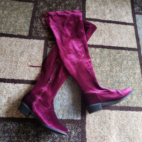 JustFab Shoes - Justfab Abbie Velvet Over The Knee Boots Size 8